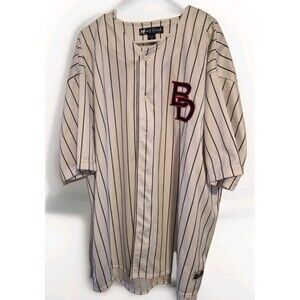 Big Dogs 4X Mens Jersey Button Up Pinstripe White Navy Few Stains See Photos